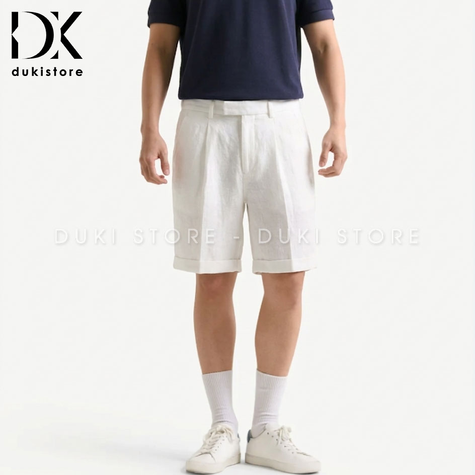Quần short tây nam linen màu trắng cao cấp QAN0075 quan-short-tay-nam-linen-mau-trang-dep-QAN0075